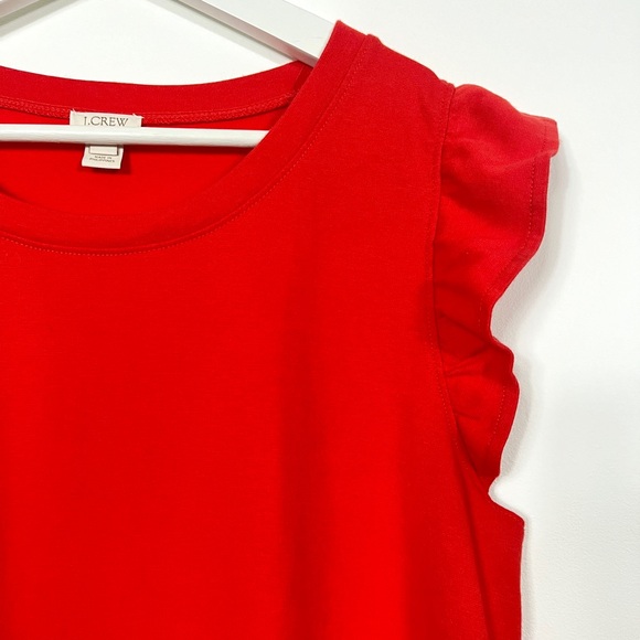 J. Crew Red Frilly Shoulder Short Sleeve Shirt - Picture 4 of 4
